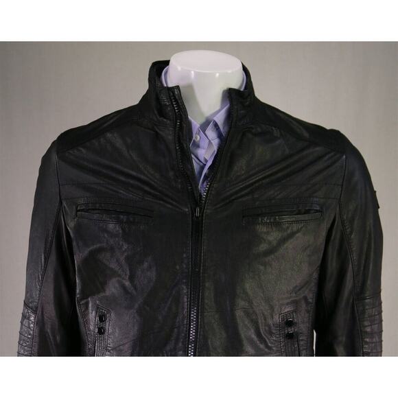 Hugo Boss Orange Label Jerrle Goat Leather Biker Motorcycle Jacket 38R - Picture 3 of 11